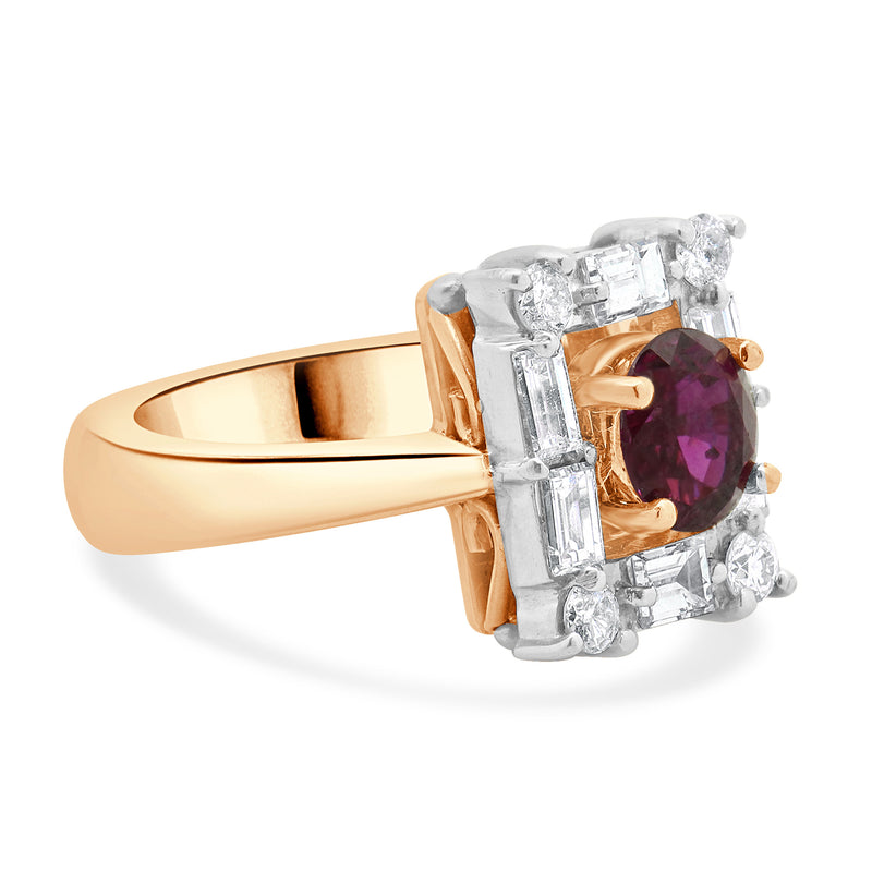 14 Karat Rose Gold Ruby and Diamond Cocktail Ring