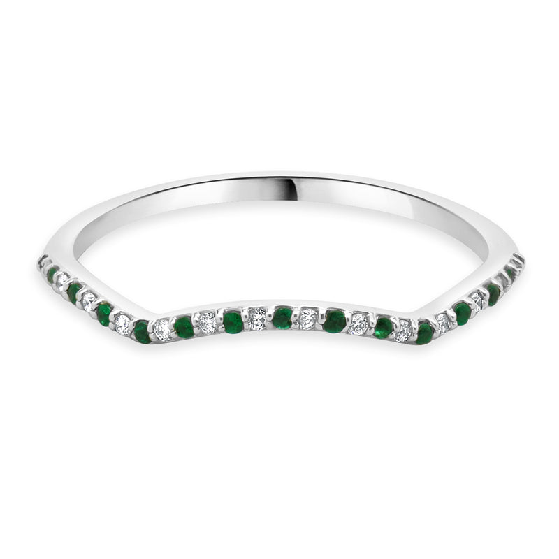 14 Karat White Gold Emerald and Diamond Band