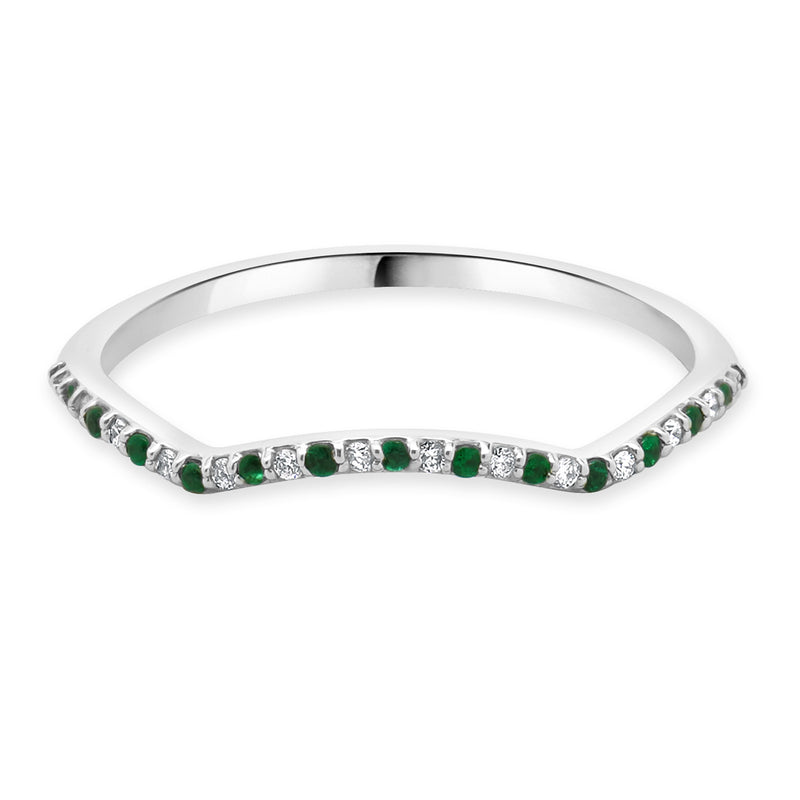 14 Karat White Gold Emerald and Diamond Band