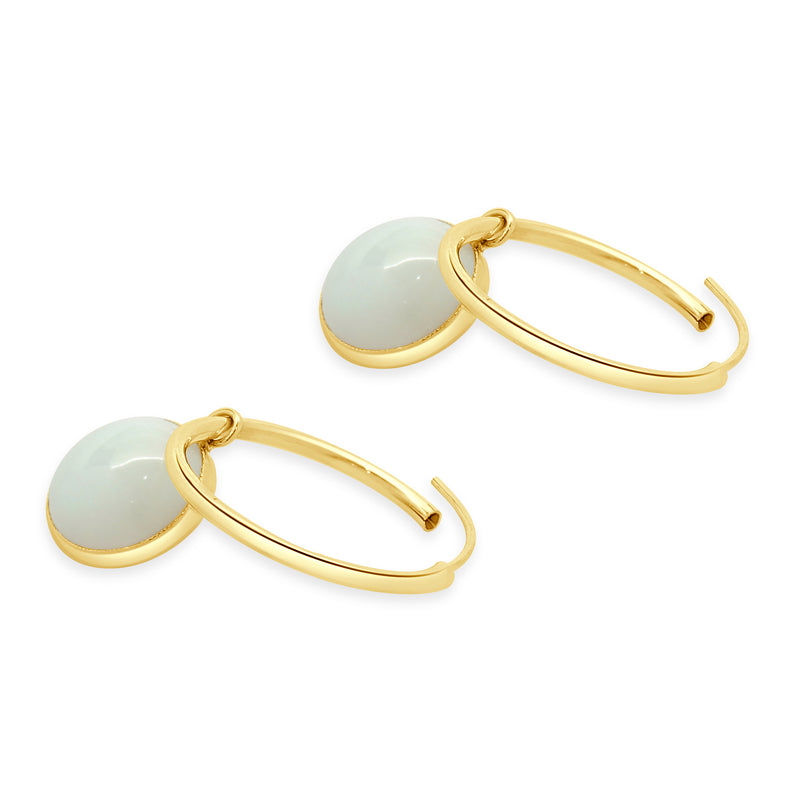 14 Karat Yellow Gold Bezel Set Opal Endless Hoop Earrings