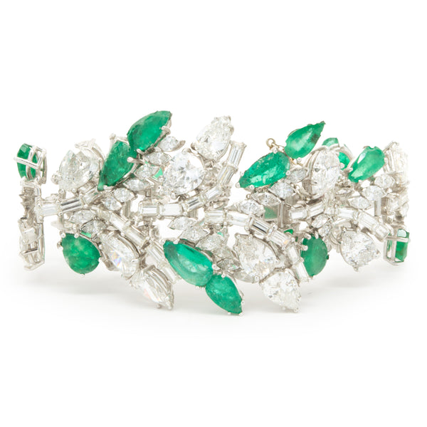 Cartier Platinum Vintage Diamond and Emerald Bracelet