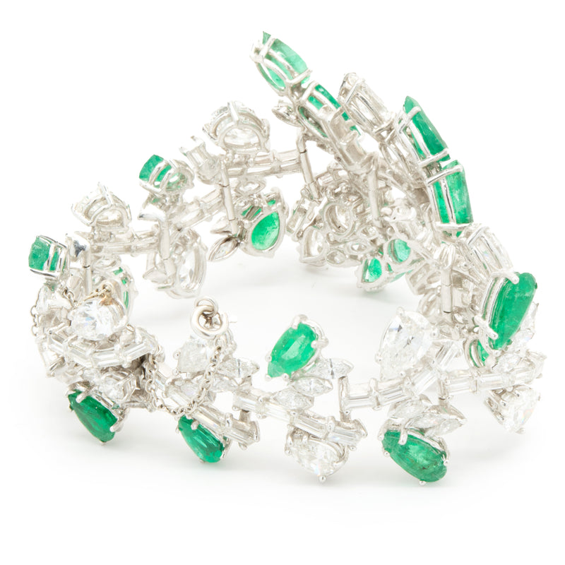 Cartier Platinum Vintage Diamond and Emerald Bracelet