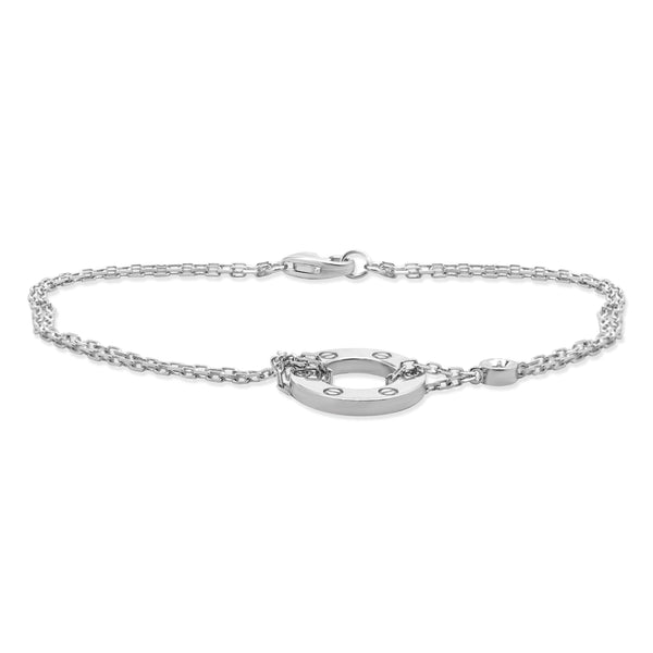 Cartier 18 Karat White Gold Diamond Love Circle Necklace