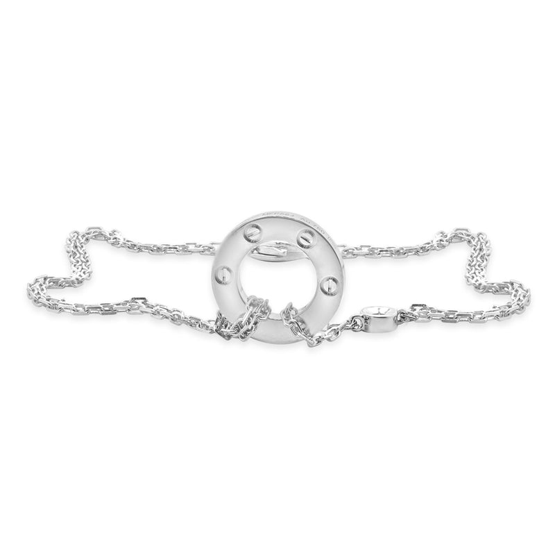 Cartier 18 Karat White Gold Diamond Love Circle Necklace