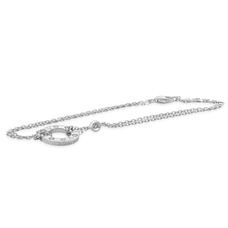 Cartier 18 Karat White Gold Diamond Love Circle Necklace