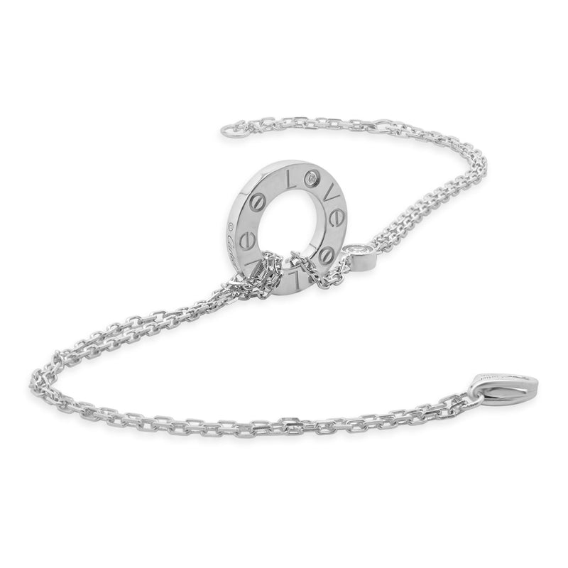 Cartier 18 Karat White Gold Diamond Love Circle Necklace