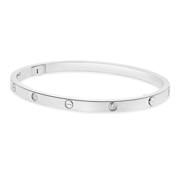 Cartier 18 Karat White Gold Skinny Diamond Love Bracelet