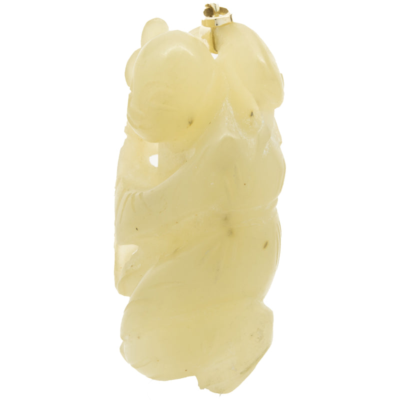 14 Karat Yellow Gold Carved Jade Pendant