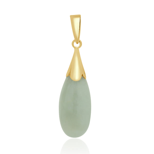 14 Karat Yellow Gold Jade Pendant