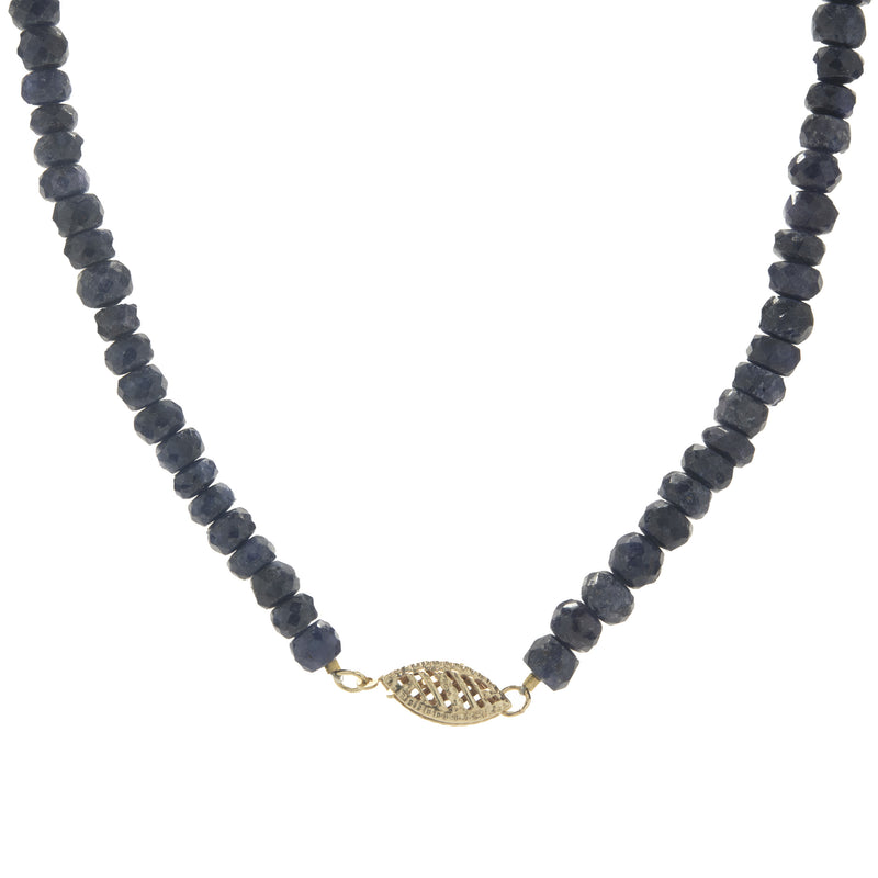 14 Karat Yellow Gold Beaded Sapphire and Pearl Necklace