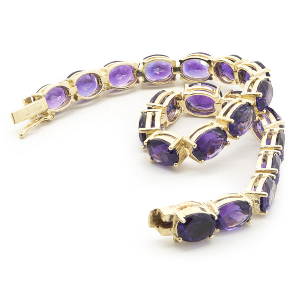 14 Karat Yellow Gold Amethyst Inline Bracelet