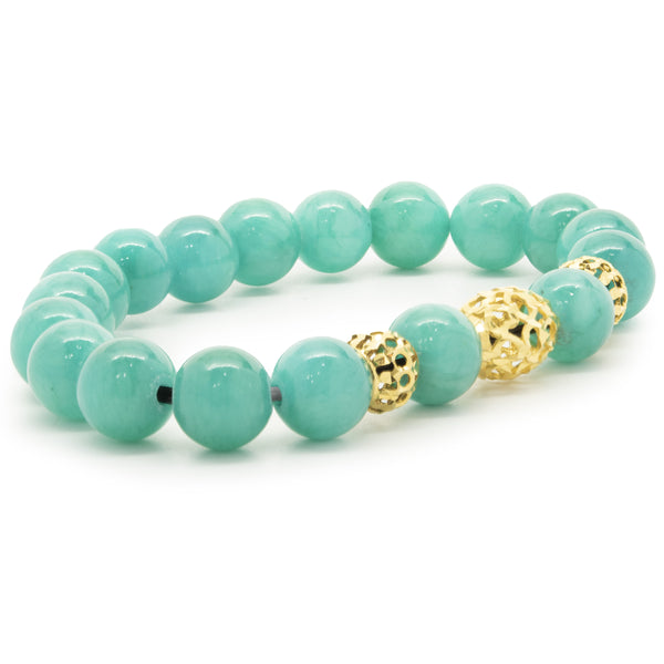 18 Karat Yellow Gold Turquoise Beaded Bracelet