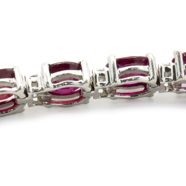 18 Karat White Gold Ruby and Diamond Alternating Inline Bracelet