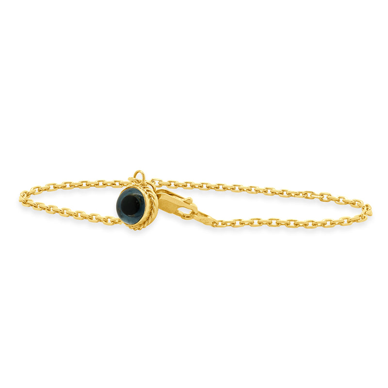 14 Yellow Gold Evil Eye Drop Bracelet