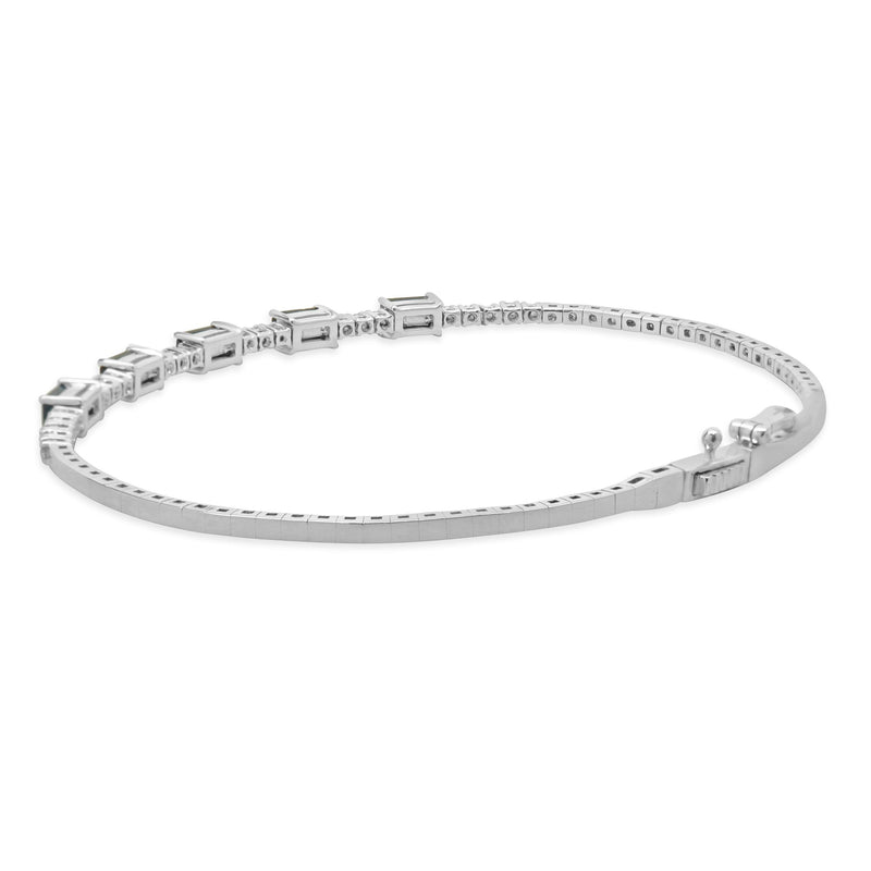 14 Karat White Gold Diamond and Sapphire Station Bangle Bracelet – The ...