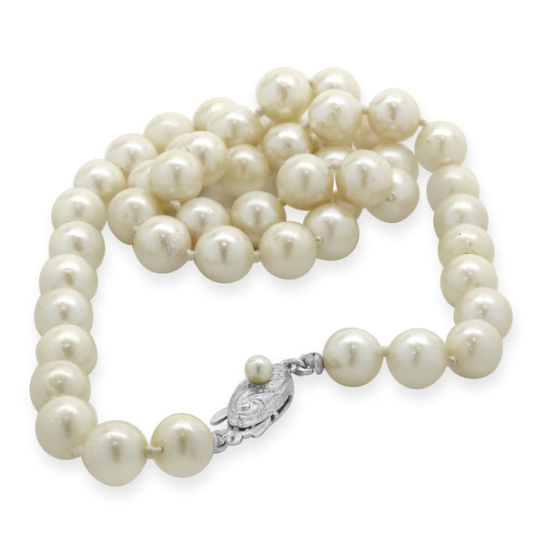 Cream 7MM Pearl Necklace with Sterling Silver Clasp