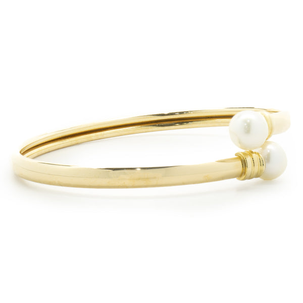 18 Karat Yellow Gold Pearl Bypass Bracelet