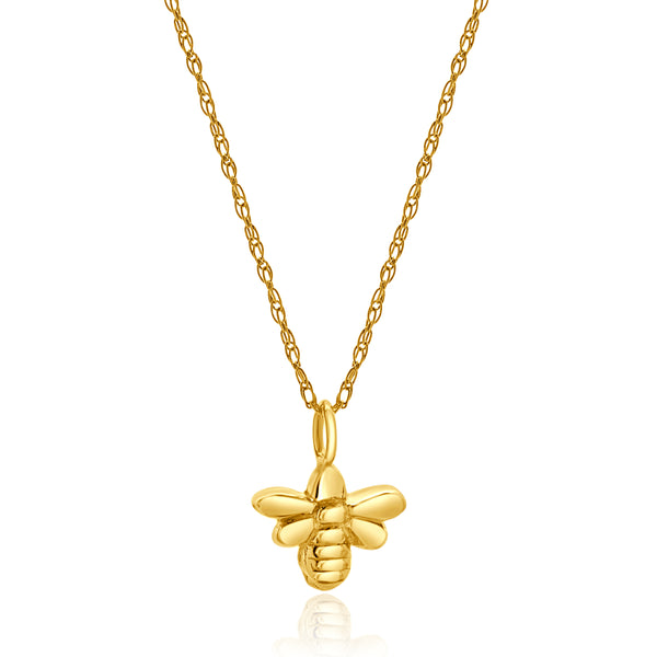 14 Karat Yellow Gold Bee Charm Necklace