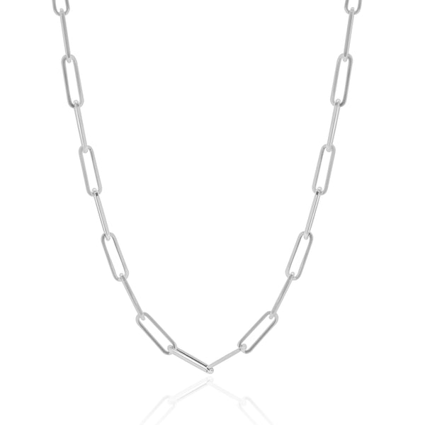 14 Karat White Gold Paperclip Chain Necklace