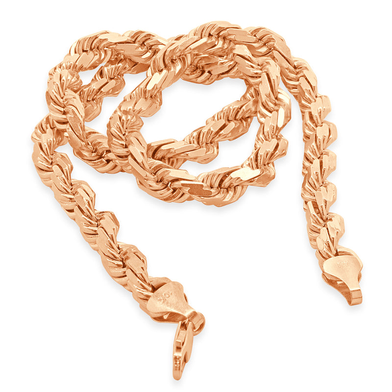 10 Karat Rose Gold 8MM Rope Chain Necklace