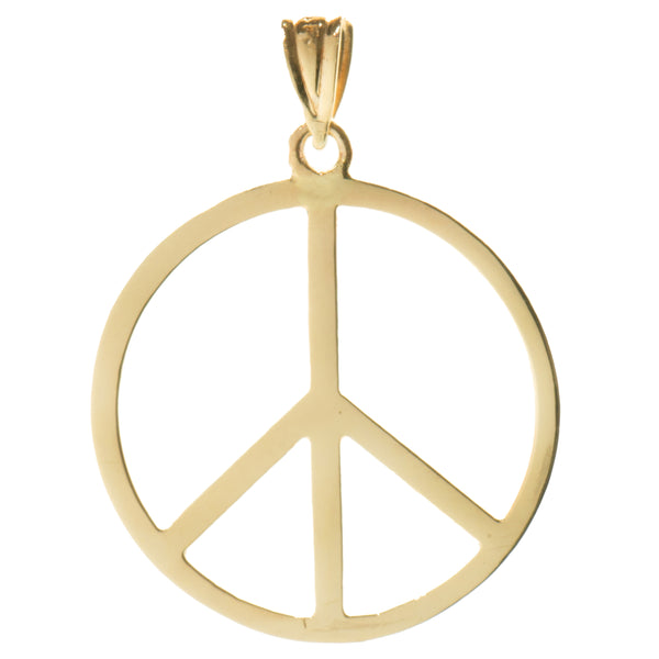 14 Karat Yellow Gold Peace Cut Out Pendant