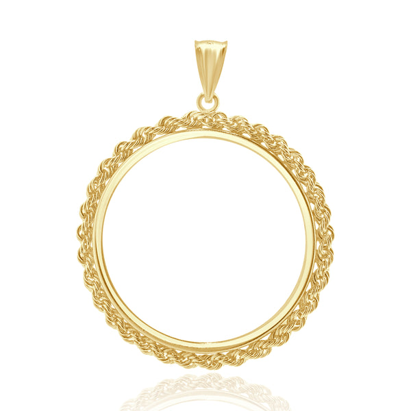 14 Karat Yellow Gold Rope Bezel Coin Pendant