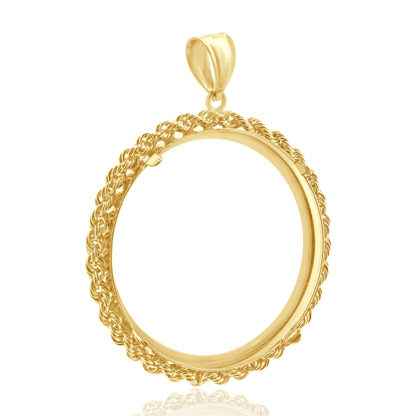 14 Karat Yellow Gold Rope Bezel Coin Pendant