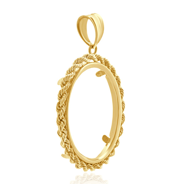 14 Karat Yellow Gold Rope Bezel Coin Pendant