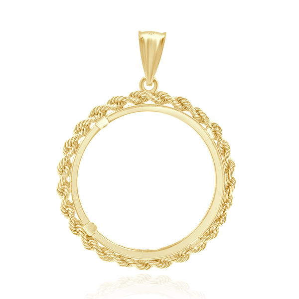 14 Karat Yellow Gold Rope Bezel Coin Pendant