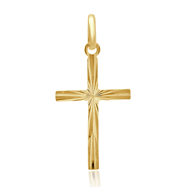 18 Karat Yellow Gold Diamond Cut Cross Pendant