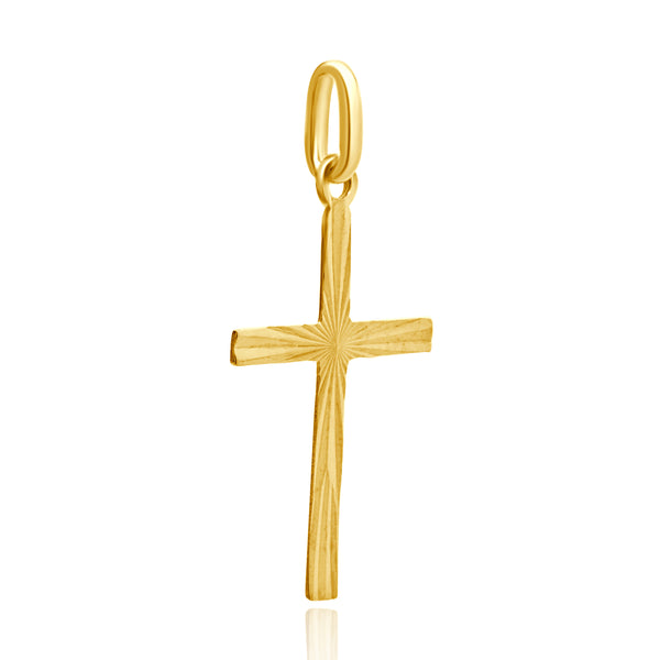 18 Karat Yellow Gold Diamond Cut Cross Pendant