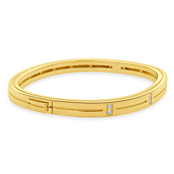 Roberto Coin 18 Karat Yellow Gold Diamond Station Bangle Bracelet