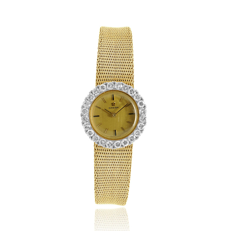 Omega 18K Yellow Gold Ladies Diamond Dress Watch