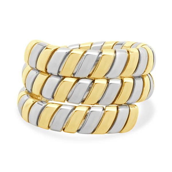 Bulgari 18 Karat Yellow Gold & Stainless Steel Tubogas Ring