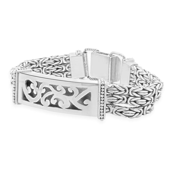 Sterling Silver Three Row Byzantine Style Bracelet