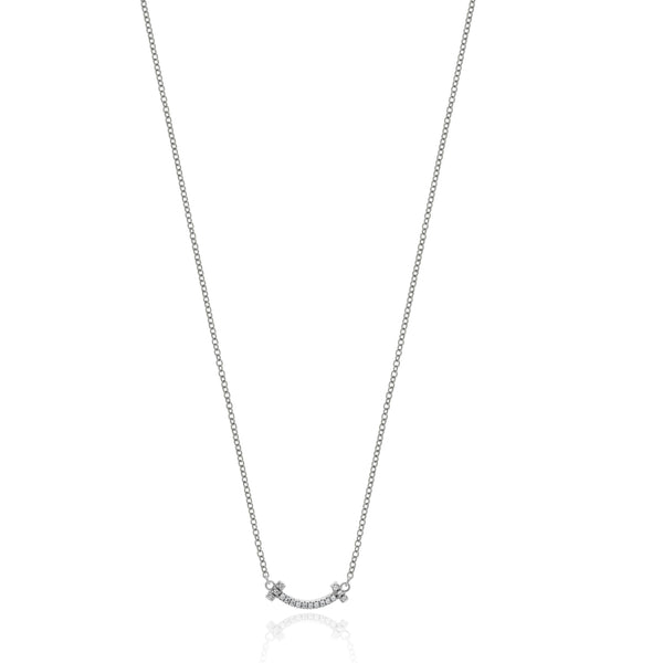 Tiffany & Co. 18 Karat White Gold T Smile Diamond Necklace