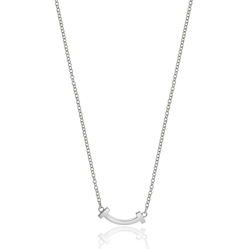 Tiffany & Co. 18 Karat White Gold T Smile Diamond Necklace