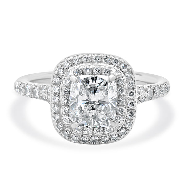 Tiffany & Co. Platinum Cushion Cut Diamond Engagement Ring