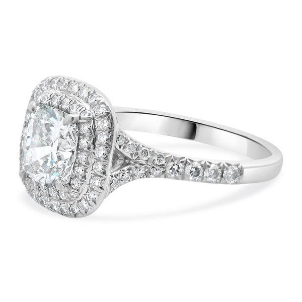 Tiffany & Co. Platinum Cushion Cut Diamond Engagement Ring