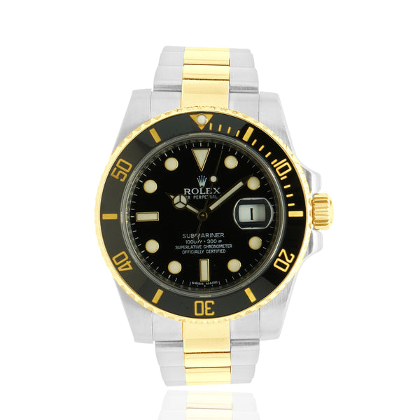 Rolex Stainless Steel & 18 Karat Yellow Gold Submariner Black / Black