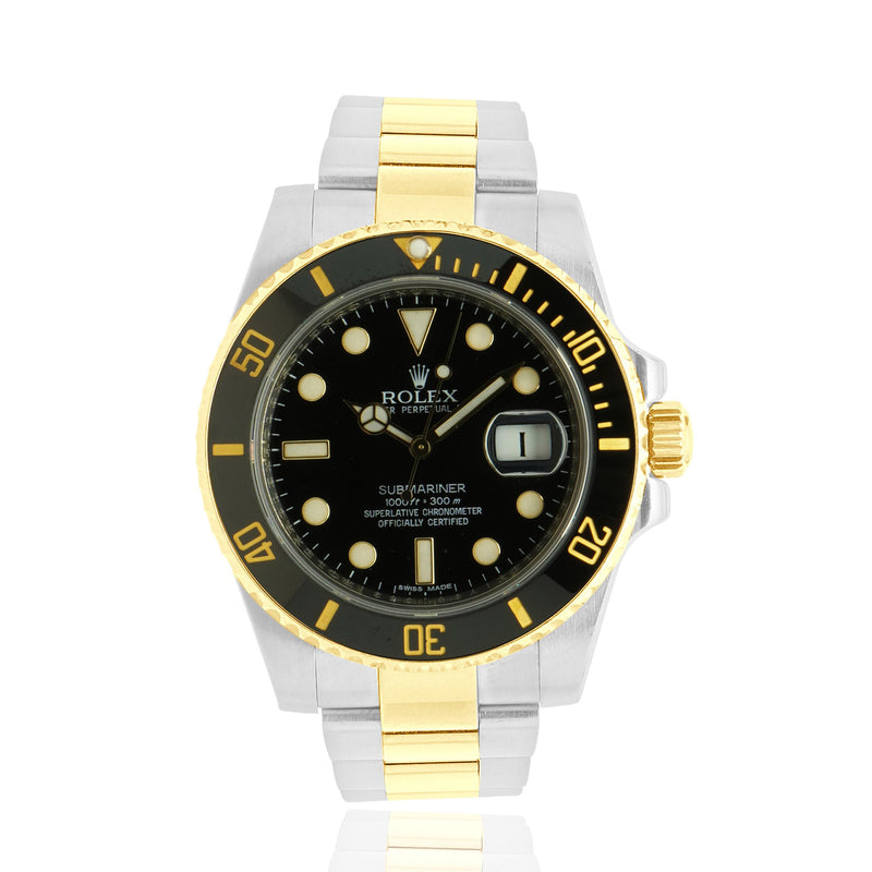 Rolex Stainless Steel & 18 Karat Yellow Gold Submariner Black / Black