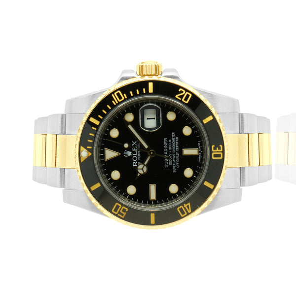 Rolex Stainless Steel & 18 Karat Yellow Gold Submariner Black / Black