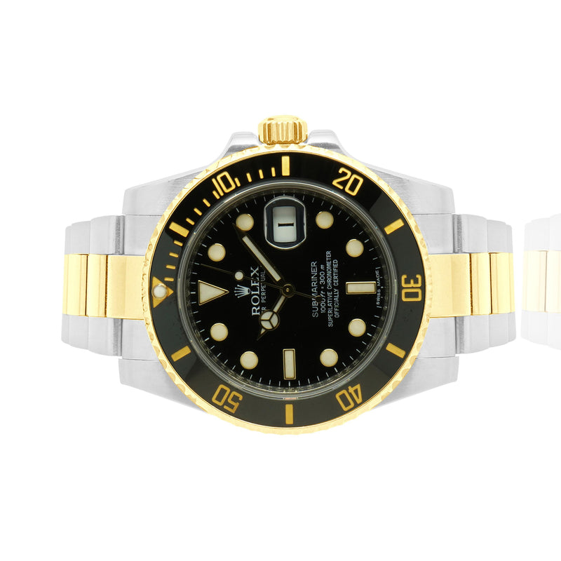 Rolex Stainless Steel & 18 Karat Yellow Gold Submariner Black / Black