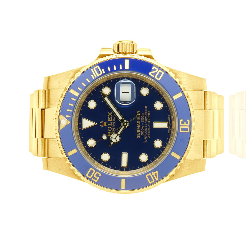 Rolex 18 Karat Yellow Gold Submariner Blue / Blue 40MM