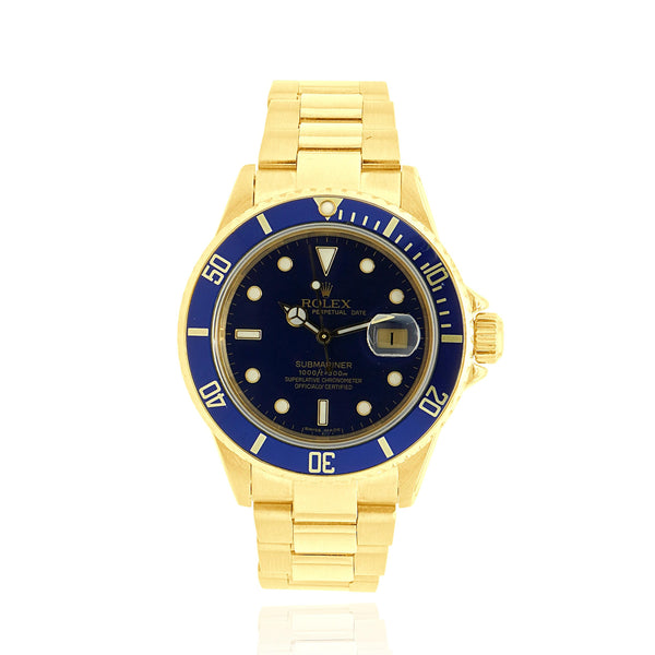 Rolex 18 Karat Yellow Gold Submariner Blue / Blue 40MM