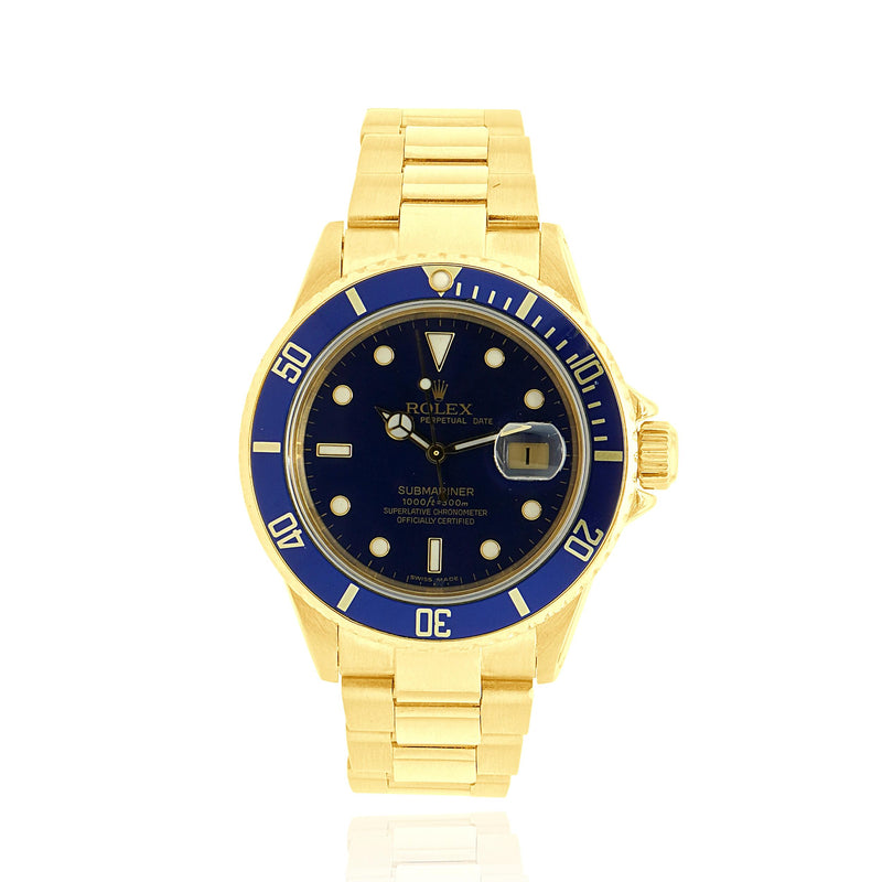 Rolex 18 Karat Yellow Gold Submariner Blue / Blue 40MM