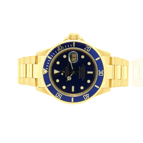 Rolex 18 Karat Yellow Gold Submariner Blue / Blue 40MM