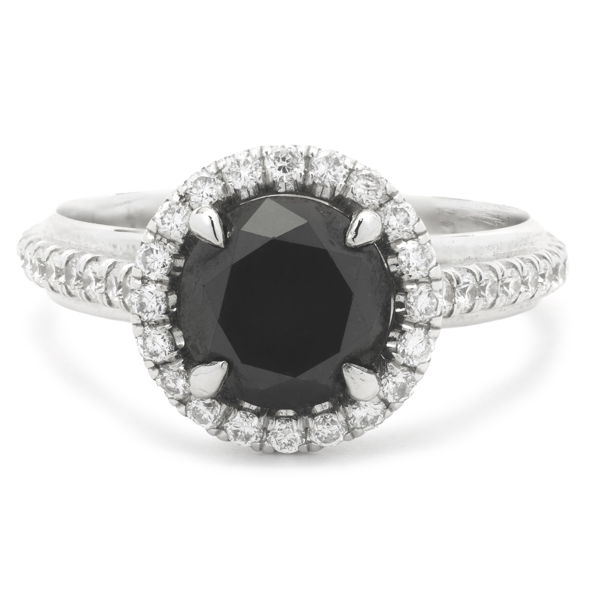 14k White Gold Black Diamond Engagement Ring – The Estate Watch And ...