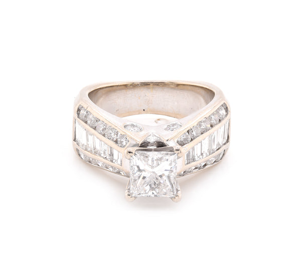 14 Karat White Gold Diamond Engagement Ring