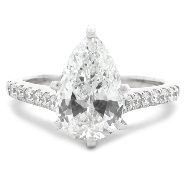 14 Karat White Gold Pear Cut Diamond Engagement Ring